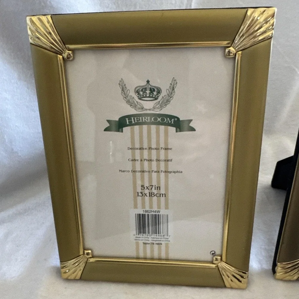 Lot of 3 Vintage brass Gold Metal ornate Picture Frames, 2 (5x7)  1 (2x3) Stand
